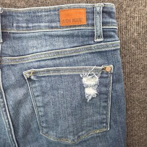 Judy Blue Skinny Fit Jeans Womens 11/30 Blue Distressed Raw Hem Stretch Denim